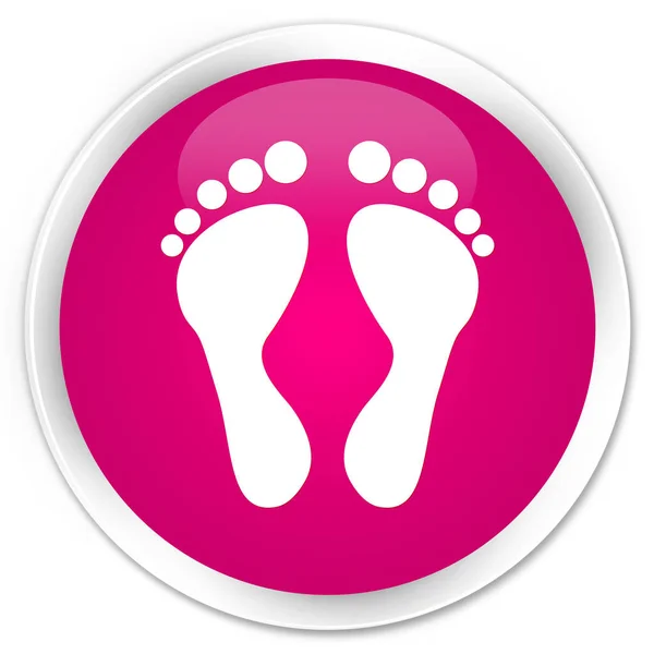 Fußabdruck-Symbol Premium-rosa runden Knopf — Stockfoto