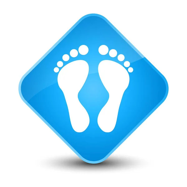 Footprint icon elegant cyan blue diamond button — Stock Photo, Image