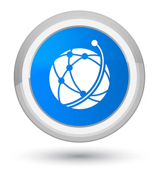 Icona di rete globale primo ciano blu pulsante rotondo — Foto Stock