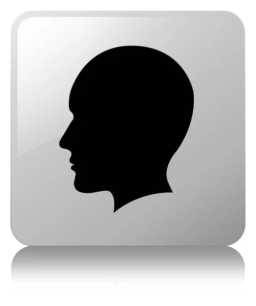 Head men face icon white square button — Stock Photo, Image