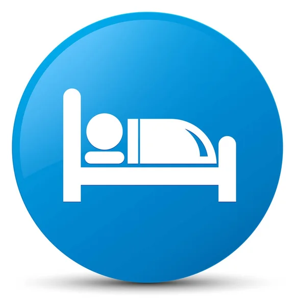 Icono de la cama del hotel cyan azul botón redondo —  Fotos de Stock