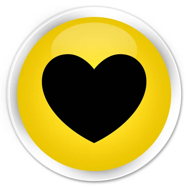 Heart icon premium yellow round button — Stock Photo, Image