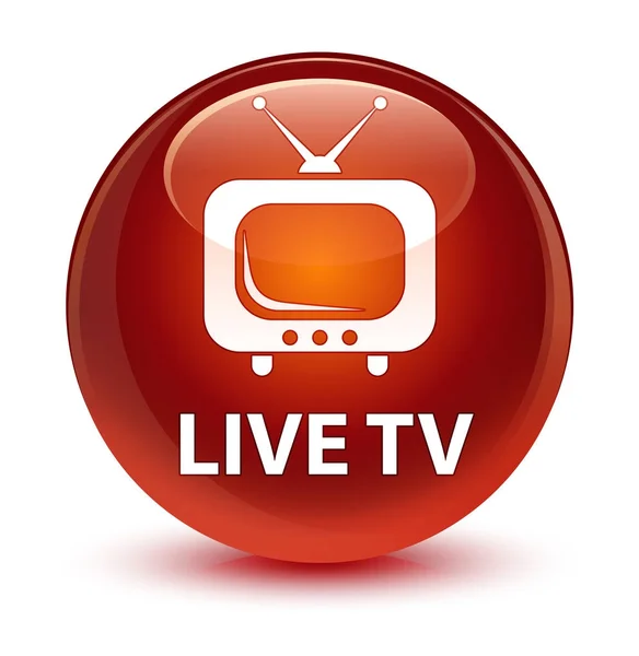 Live tv glasartade bruna runda knappen — Stockfoto