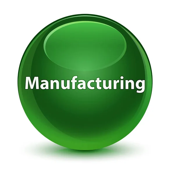 Manufacturing glassy soft green round button — Stock Photo, Image