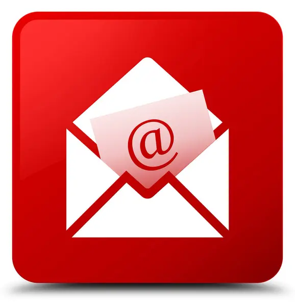 Newsletter ícone de email botão quadrado vermelho — Fotografia de Stock