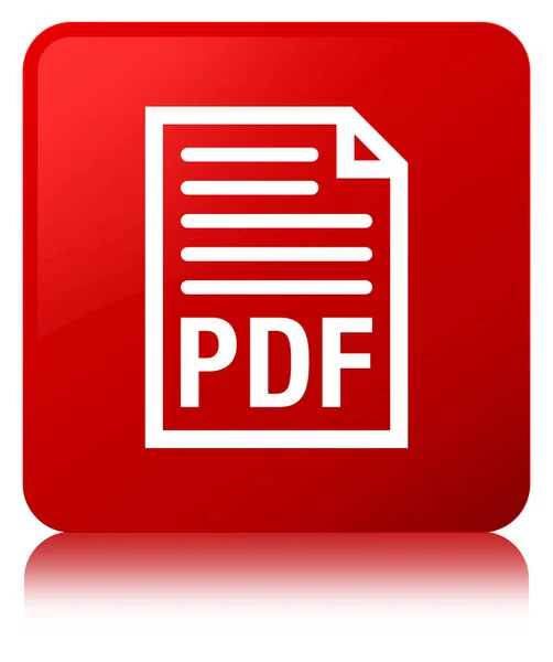 Pulsante quadrato rosso icona documento PDF — Foto Stock