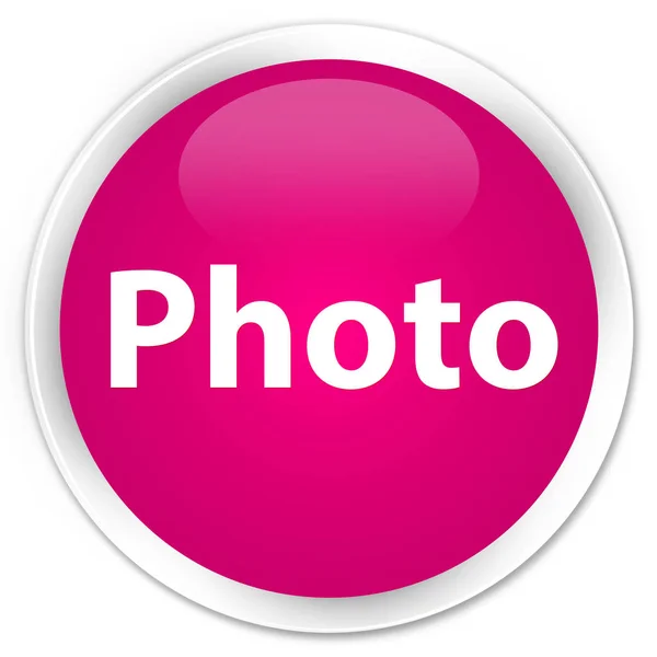 照片保费粉红色圆形按钮 — 图库照片