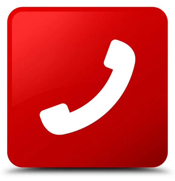 Κουμπί κόκκινο τετράγωνο εικονίδιο τηλεφώνου — Φωτογραφία Αρχείου