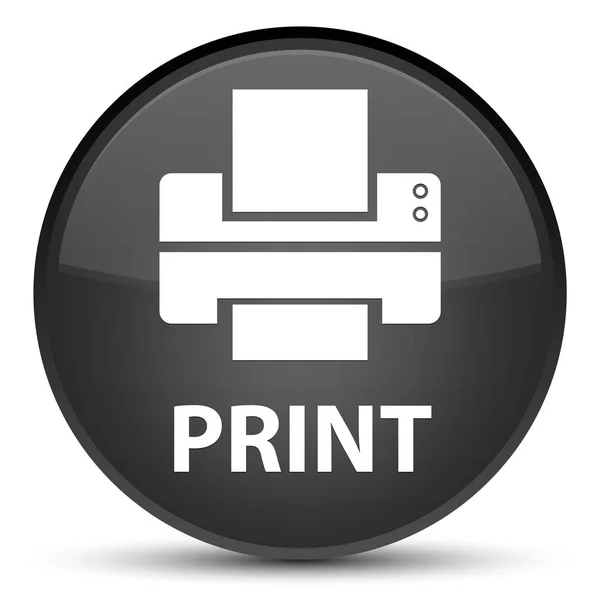 打印 (打印机图标) 特殊黑色圆形按钮 — 图库照片