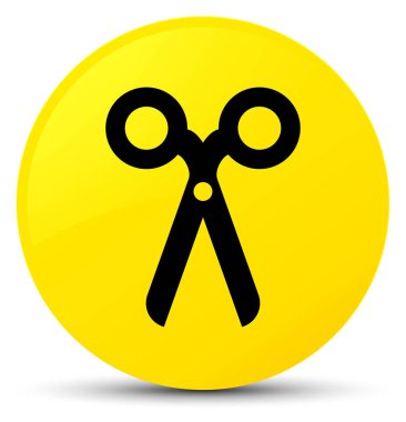 Makas simgesi sarı yuvarlak düğmesi