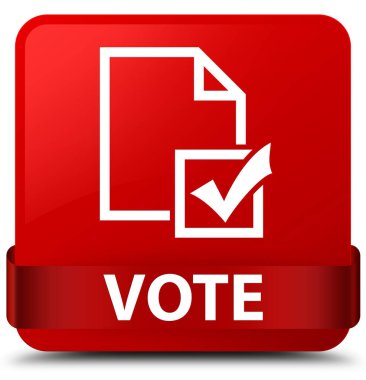 Oy (anket simgesi) kırmızı kare düğmesini kırmızı kurdele orta