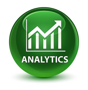 Analytics (istatistik simgesi) cam gibi yumuşak yeşil yuvarlak düğmesi