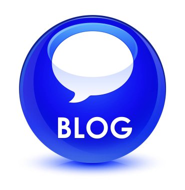 Blog (görüşme simgesi) cam gibi mavi yuvarlak düğmesi
