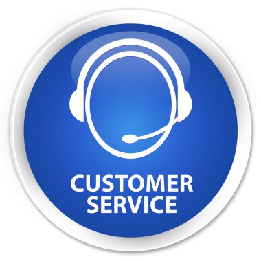 Müşteri hizmeti (müşteri bakım simgesi) sigorta primi mavi yuvarlak düğmesi