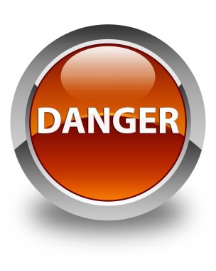 Tehlike parlak kahverengi yuvarlak düğme