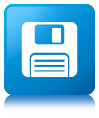 Disket simgesini camgöbeği mavi kare düğme