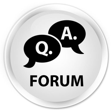 Forum (soru cevap balonu simgesinin) premium beyaz yuvarlak düğmesi