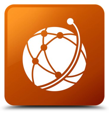 Küresel ağ kutsal kişilerin resmi kahverengi kare düğme