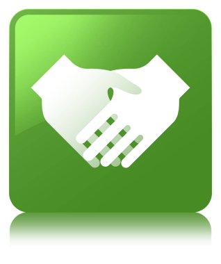 El sıkışma kutsal kişilerin resmi yumuşak yeşil kare düğme