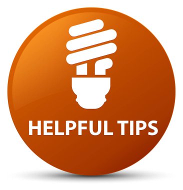 Yararlı ipuçları (ampul simgesi) kahverengi düğme yuvarlak