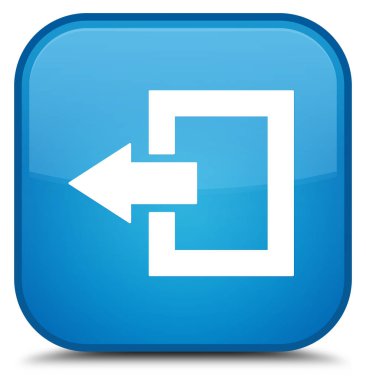 Oturum kapatma simgesi özel camgöbeği mavi kare düğme