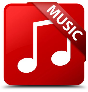 Müzik (tune simgesi) kırmızı kare düğmesini kırmızı kurdele köşesinde