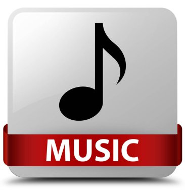 Müzik beyaz kare düğme kırmızı kurdele orta