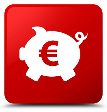 Kumbara euro işareti simgesi kırmızı kare düğmesi