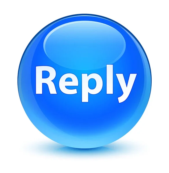 Reply glassy cyan blue round button — Stock Photo, Image