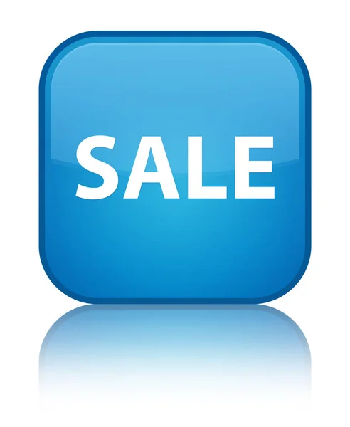 Sprzedaż specjalna cyan niebieski przycisk kwadratowy — Zdjęcie stockowe