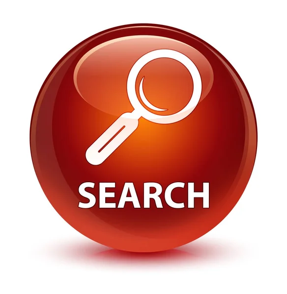 Search glassy brown round button — Stock Photo, Image