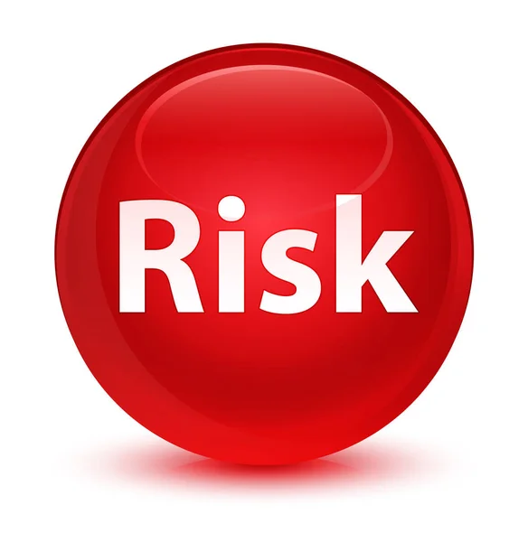 Risk camsı kırmızı yuvarlak düğmesi — Stok fotoğraf