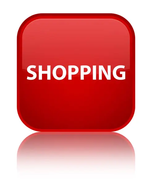 ショッピング特別な赤い四角ボタン — ストック写真
