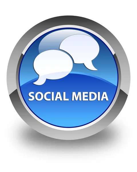 Sociale media (chat zeepbel pictogram) glanzende blauwe ronde knop — Stockfoto
