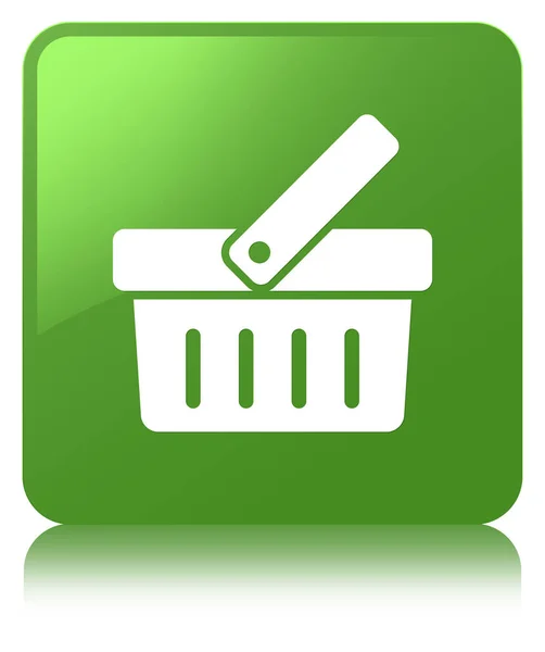 Warenkorb-Symbol weicher grüner quadratischer Knopf — Stockfoto