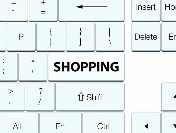 Tecla de teclado branco de compras — Fotografia de Stock