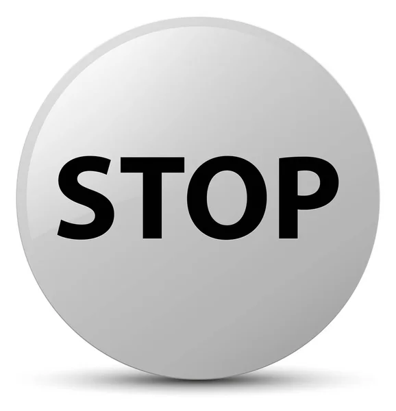 Detener botón redondo blanco — Foto de Stock