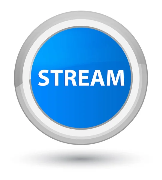 Stream ciano principal botão redondo azul — Fotografia de Stock