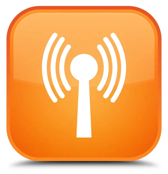 WLAN hálózati ikon különleges narancssárga négyzet gomb — Stock Fotó