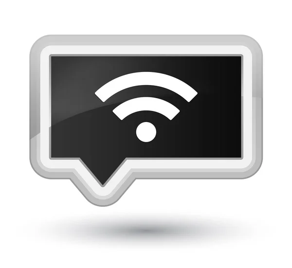 Ícone de Wifi botão de banner preto primo — Fotografia de Stock