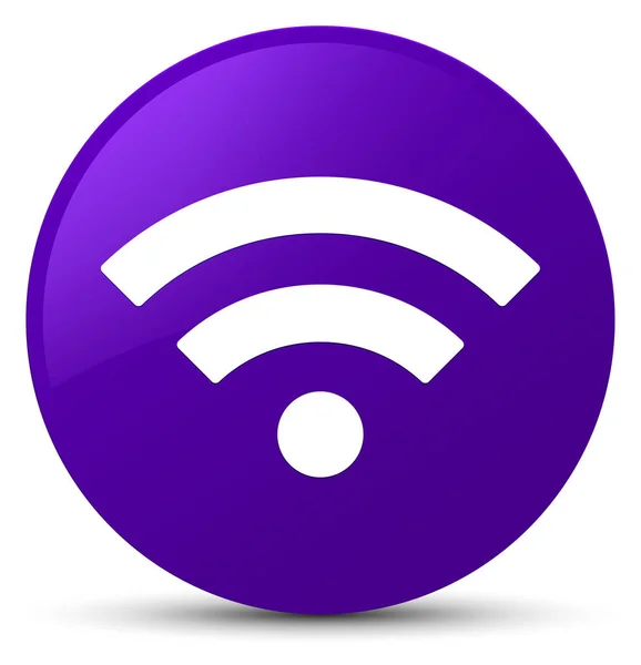 Ikona WiFi fialové kulaté tlačítko — Stock fotografie