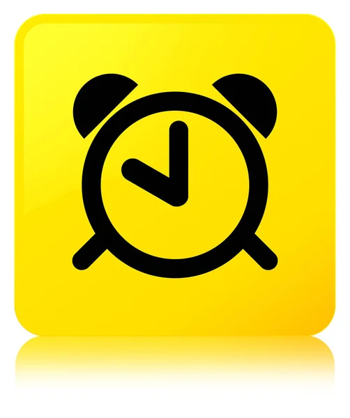 Reloj despertador icono amarillo botón cuadrado — Foto de Stock