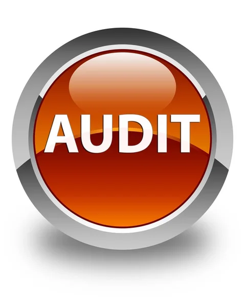Audit glossy brown round button — Stock Photo, Image