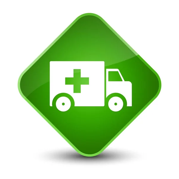 Ambulance icon elegant green diamond button — Stock Photo, Image