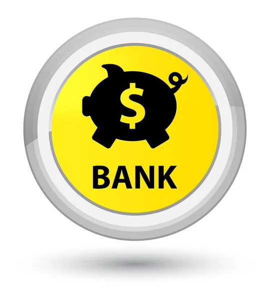 Bank (piggy box dollar sign) prime yellow round button — Stock Photo, Image