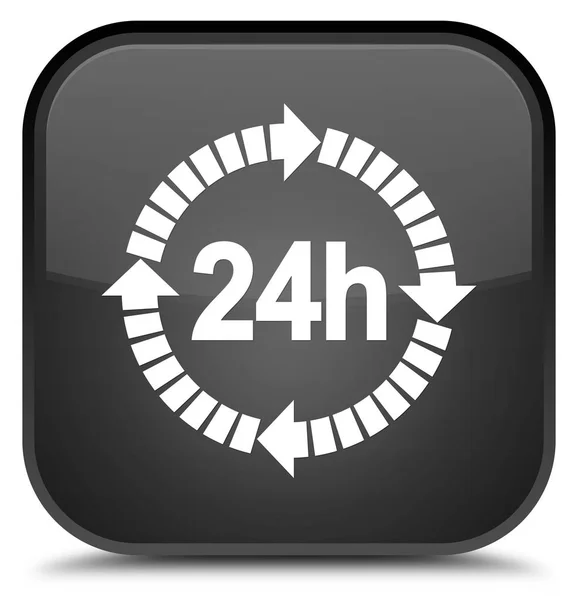 24 hours delivery icon special black square button — Stock Photo, Image