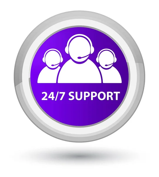 24 / 7 Support (Kundenbetreuungsteam-Symbol) Prime lila runde Taste — Stockfoto