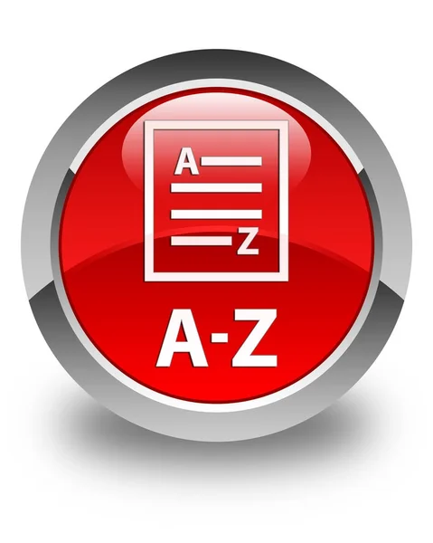 A-Z (icono de la página de lista) botón redondo rojo brillante — Foto de Stock