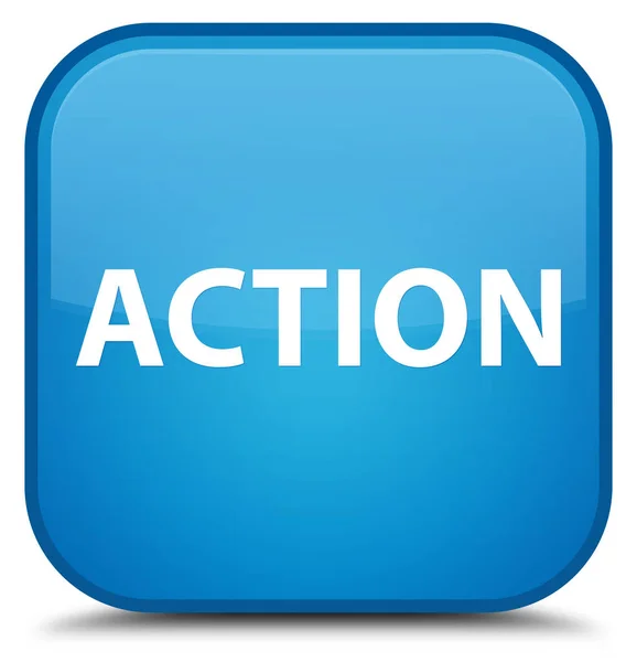Action special cyan blue square button — Stock Photo, Image