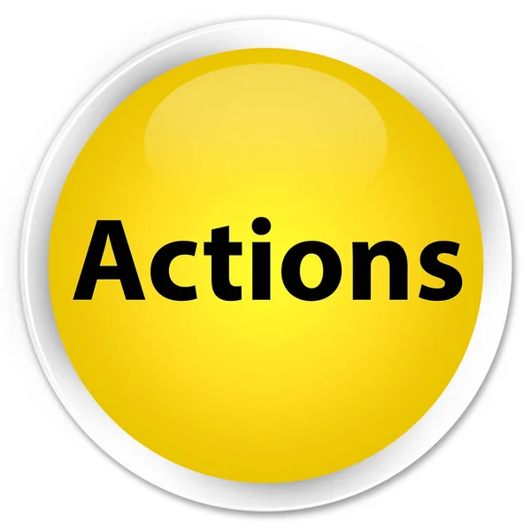 Ações botão redondo amarelo prémio — Fotografia de Stock